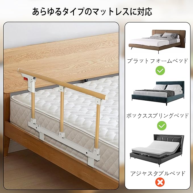 BQKOZFIN Bed Guard, Foldable, Side Rail for Nursing Care, Bed Fence, Fall Prevention, Width 37.8 inches (96 cm) - NewNest Australia