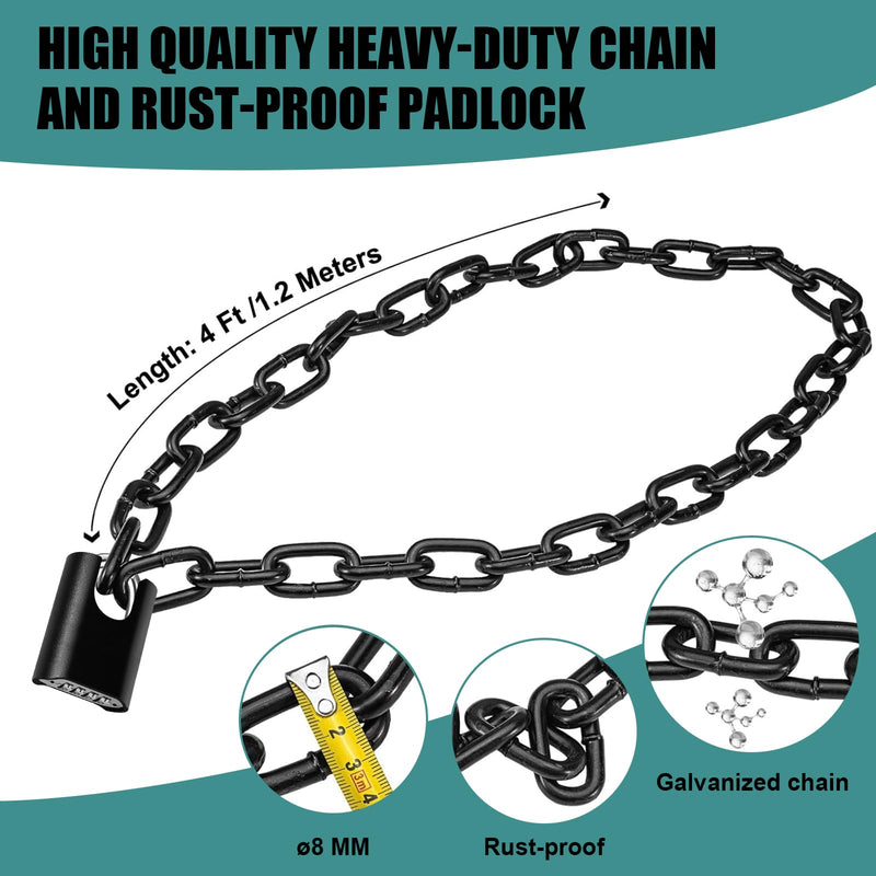 Heavy Duty Combination Lock with Chain,47 inch Long,8mm Thick ，Safety Chain Locks with Code,Padlock with Chain for Motorcycles, Bicycle, Door, Gate, Fence,Warehouses, Garage(Lock and Chain) 1 Lock and Chain