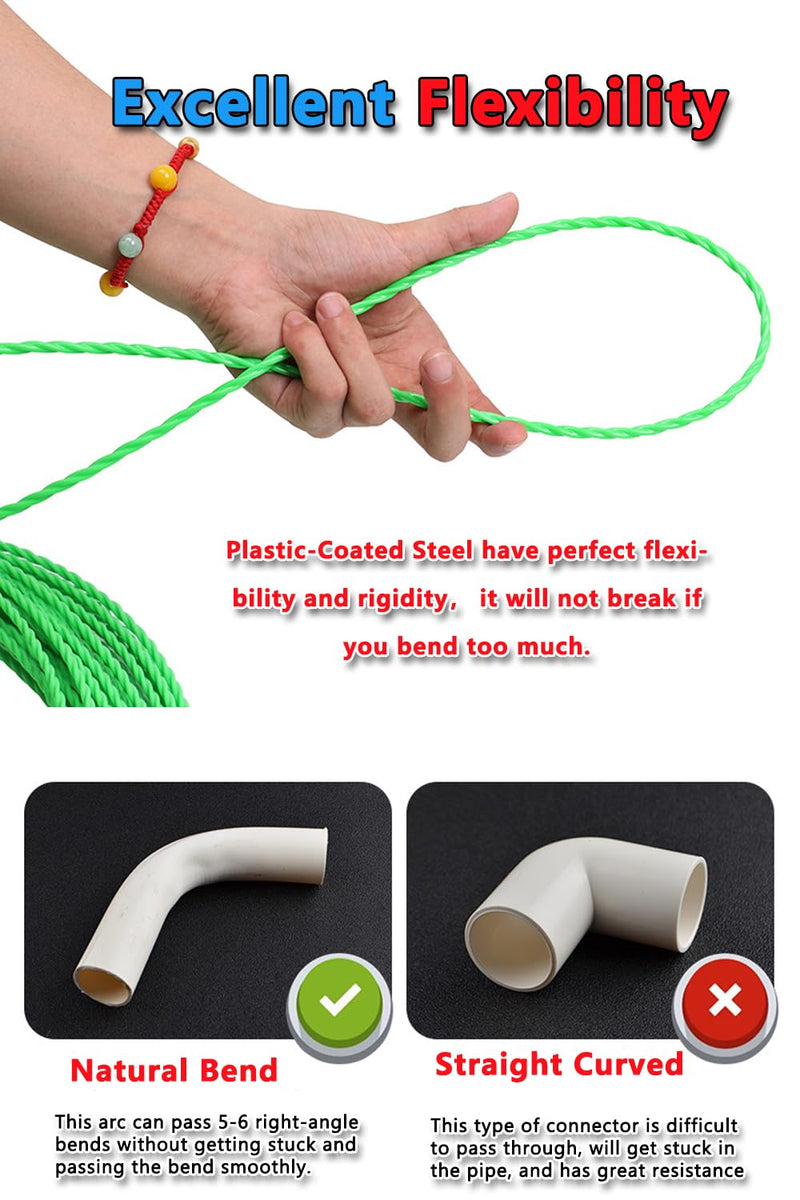 Fish Tape Cable Puller Kit 32FT 10m 4.5mm PET Electrical Cable Puller spiral extruded polymer Electrical Fish Tape (10M)