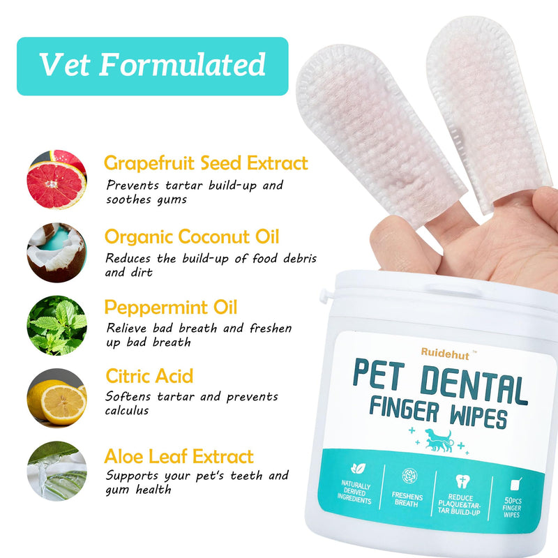 Rruidehut Natural Dental Powder and Dental Finger Wipes, Dental Powder Contains Probiotics that Solve Bad Breath Through Internal Digestion, Finger Wipes Remove Plaque and Tartar from The Surface.