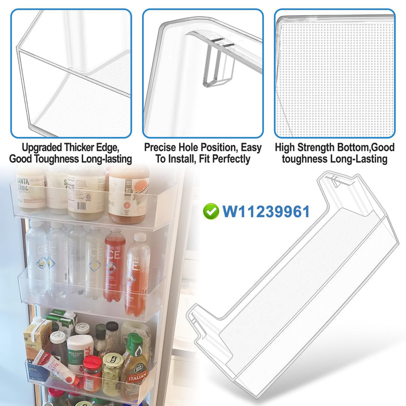 [UPGRADED] W11239961 Refrigerator Door Shelf Replacement Compatible with Whirlpool Refrigerator Door Shelf Replace W10900538,AP6333410,WRS325SDHZ01 WRS321SDHZ01 WRS315 WRS325 Refrigerator Shelves Part W11239961 Door Shelf