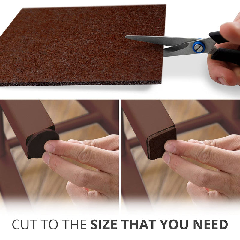 Felt Furniture Pads X-PROTECTOR - 10 Pack Premium 8”x6” Heavy Duty 1/5” Felt Sheets! Cut Furniture Felt Pads for Furniture Feet You Need – Best Furniture Pads for Hardwood Floors! Brown 10 PCS 8x6", Brown