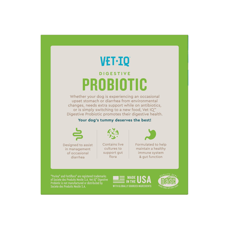 VetIQ Digestive Probiotic Powder for Dogs 30-Count Single-Serve Packets with Enterococcus Faecium Live Probiotics Chicken Liver Flavor Supports Gut Health and Diarrhea Relief Dog 30 Count