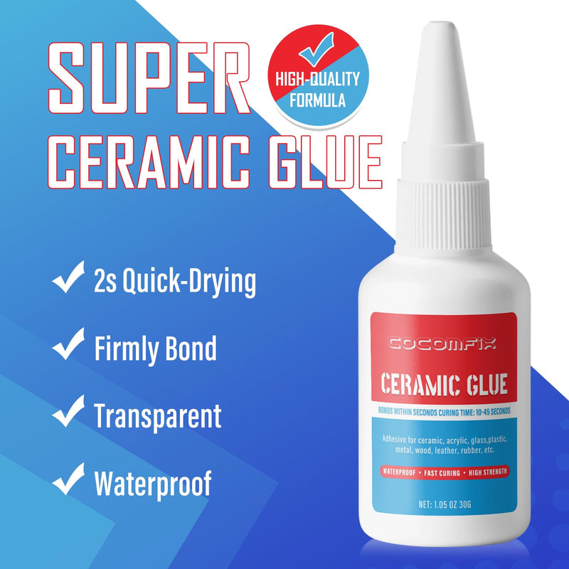 Ultimate Ceramic Glue, Proper for Ceramic & Porcelain Repair, 30g – Waterproof, High Temperature Resistant and Food Grade Material. 1pack