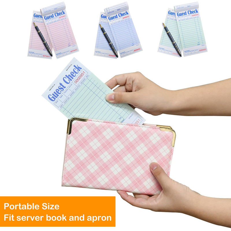Guest Checks Note Pads - 6 Pack, 300 Sheets, Thick Paper, 3 Assorted Colors, 3.5'' x 6.75'' (EP-3632-1)