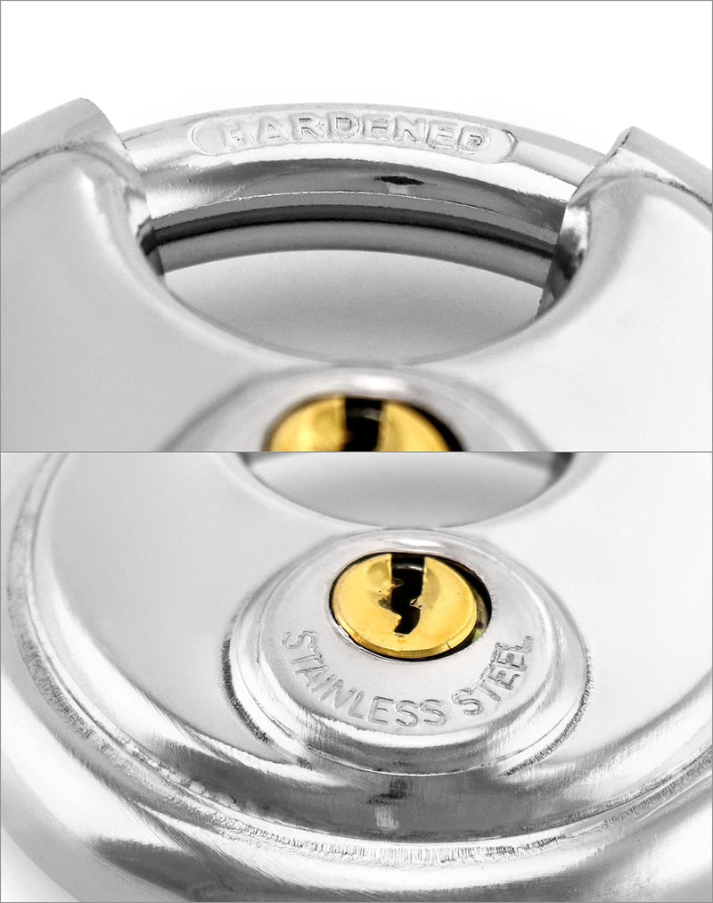 QWORK Disc Locks, 1 Pack Heavy Duty Steel Keyed Padlock Disc Storage Locks for Storage Unit, Moving Trailers, Shed, Fence, 3/8" Shackle Padlock with keys