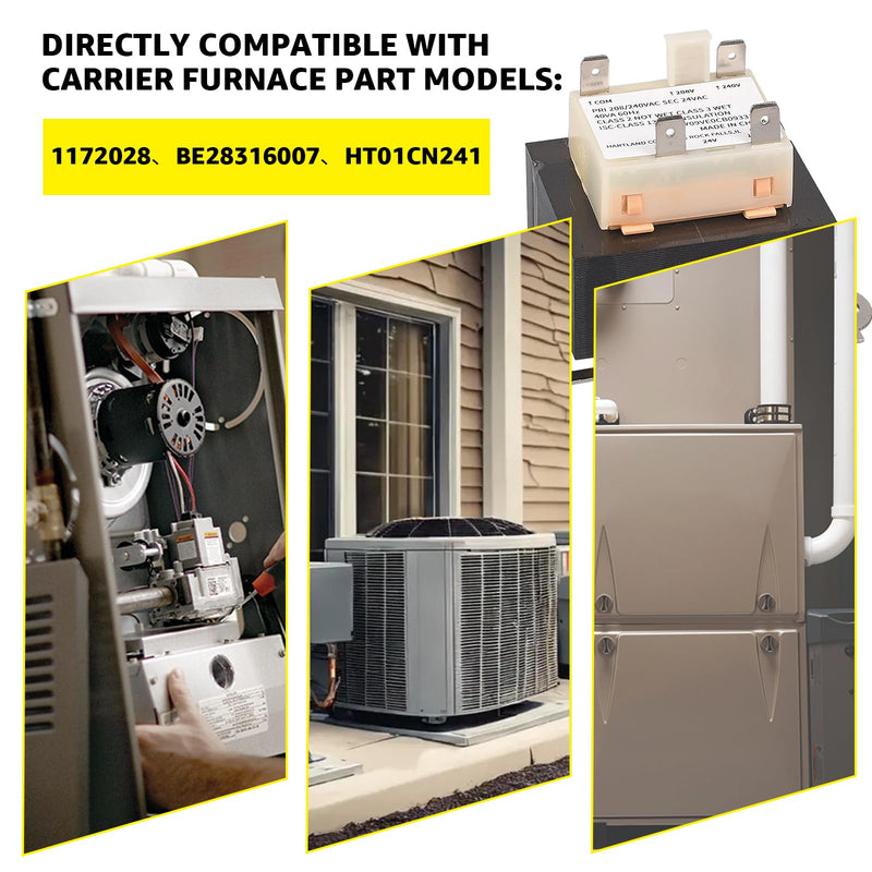 HT01CN241 Transformer 40VA - 208/240V to 24V Transformers HVAC Systems | 240 Volt to 24 Volt Compatible with Carrier, Payne, Tempstar, ICP, Arcoaire, Heil Furnace Transformers 40VA