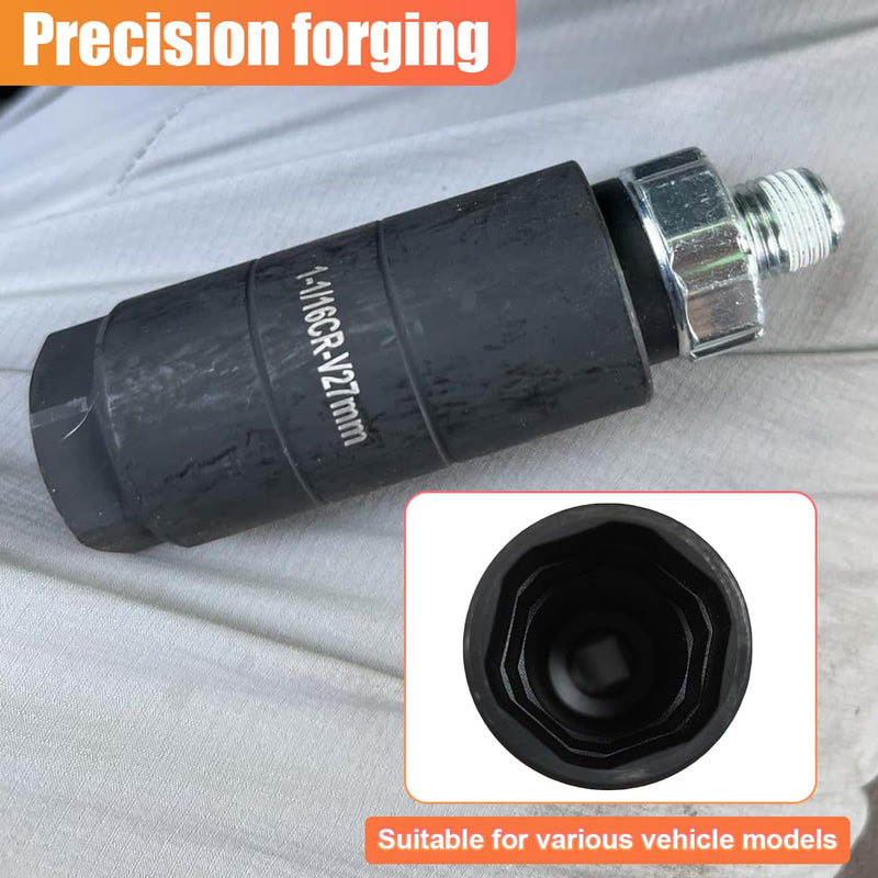 YoRise Car Oil Pressure Sensor Socket, Universal 6 Point Oil Sending Unit Quick Removing & Installing Tool, 1 1/16 Oils Pressure Switch Socket Fits 1 1/8" Hex Wrench or 3/8" Drive (Black) Black