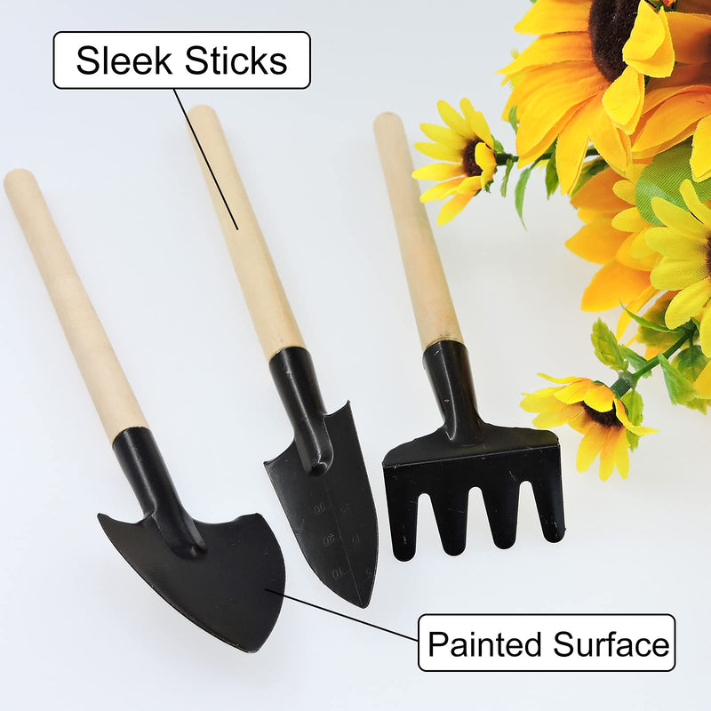 Andiker Mini Gardening Tools, 3pcs Portable Garden Hand Tools Set, Miniature Gardening Rake Trowel and Shovel for Seedlings, Bonsai, Succulents, Herbs, Terrariums and Planting (3pcs)