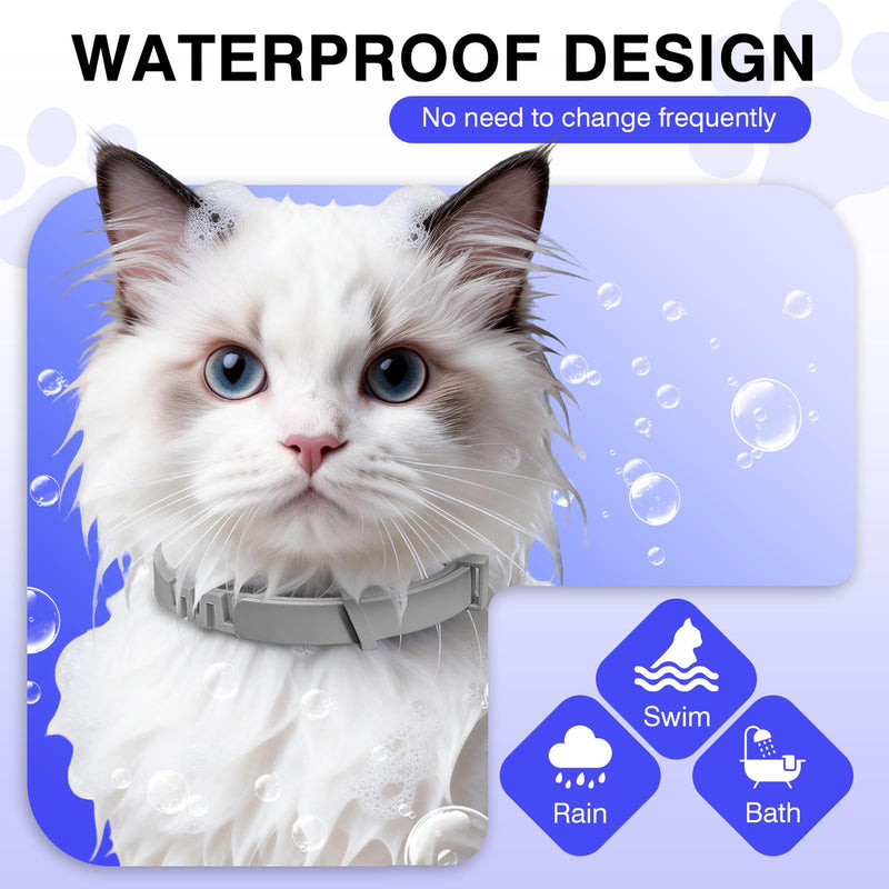 Calming Collar for Cats 8 PK Cat Stress and Anxiety Relief Pheromone Collar for Cats Anti Aggression for Cats Cat Meowing Stopper Cat Calming Collars for 30 Days Adjustable Waterproof Rapid Effect Grey