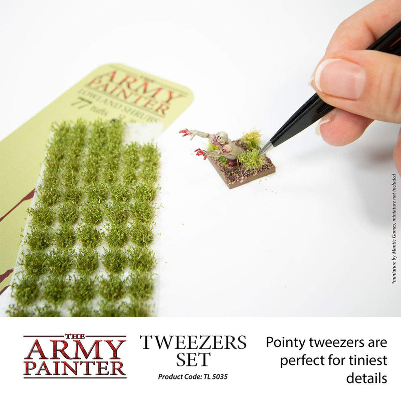 The Army Painter Tweezer - 2-Piece Precision Tweezers Set of Sharp Tweezers Precision & Fine Pointed Tweezers for Assembling Miniatures- Small Crafting Tweezers: 95 mm Flat Tip & 103 mm Pointy Tip