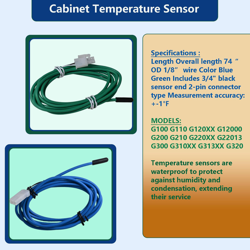 Green Cabinet Temperature Sensor 334-60405-02 337-60405-02 | 74-Inch Blue Coil Temperature Sensor 334-60406-02 337-60406-02 Blue Cabinet Air Sensor Green Cabinet Air Sensor