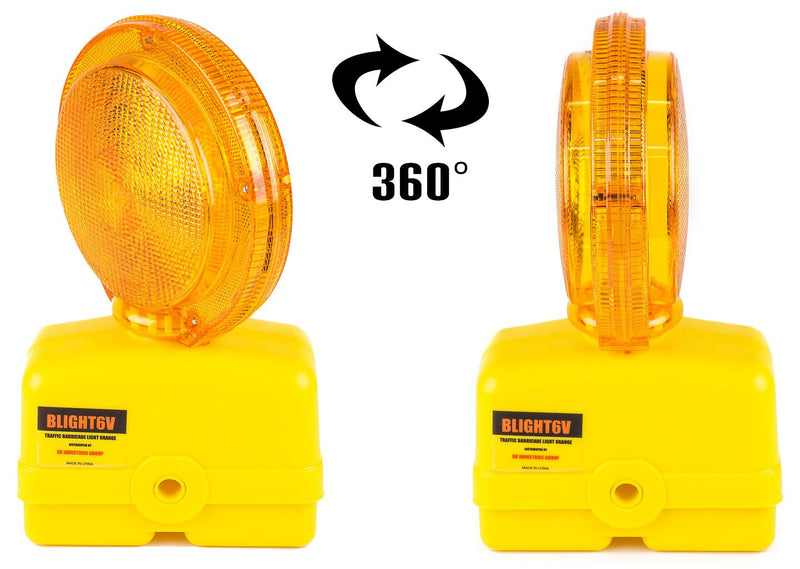 RK BLIGHT6V-1 Premium 03-10-3WAY6V Polycarbonate Barricade Light, 2-Sided Visibility, Photocell, UV Coated