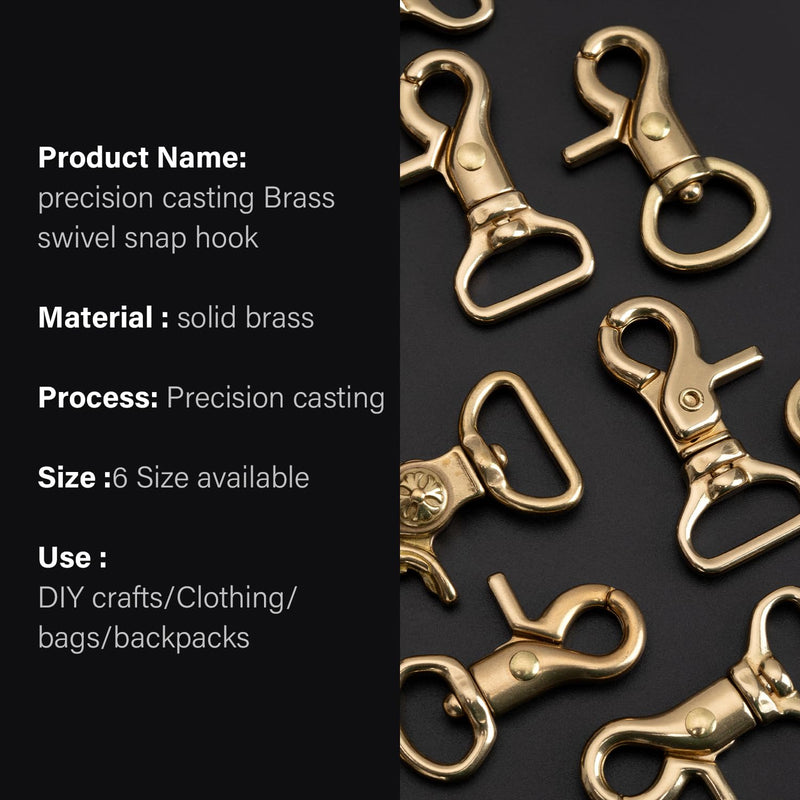 WUTA Solid Brass Trigger Snap Hooks Lobster Clasps Swivel Trigger Snap Hooks for Straps Bags Belting Leathercraft Heavy Duty Clips 5PCS 6# 50*25mm inner
