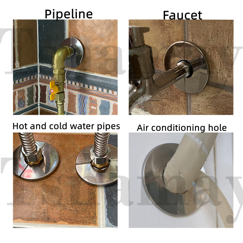 Wall Split Flange, Stainless Steel Round Escutcheon Plate for 1.65"/42mm Diameter Pipe, Pack of 2