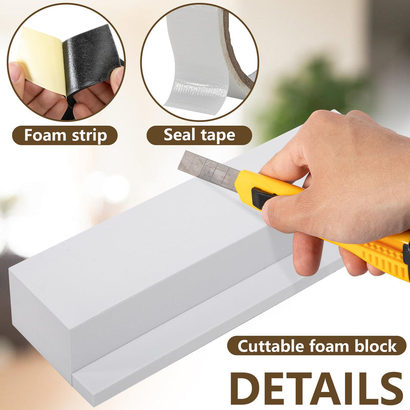 moonoom 4 Pack Air Conditioner Foam Block, Window AC Side Foam Block Kit White-2set
