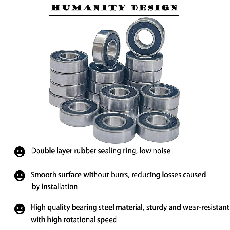 20 PCS R6-2RS Bearings 3/8 ID x 7/8 OD x 9/32 Width Small Bearings Pre-Lubricated and Double Rubber Sealed Miniature Deep Groove Ball Bearing 20