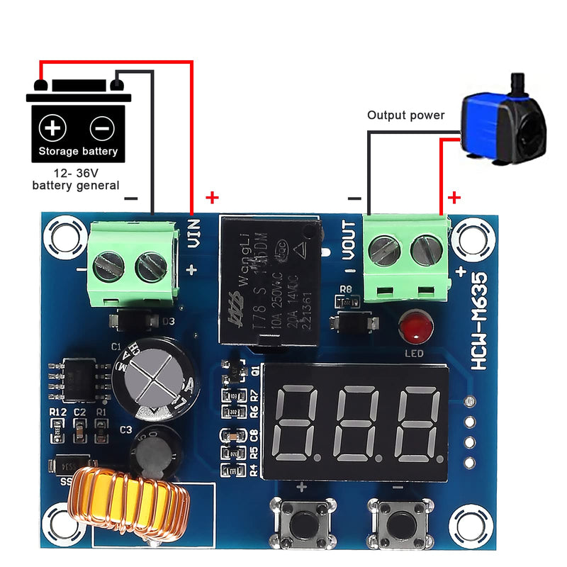 3pcs XH-M609 DC Voltage Protection Module Low Voltage Disconnect Switch Cut Off Over-Discharge Protect for 12-36V Lithium