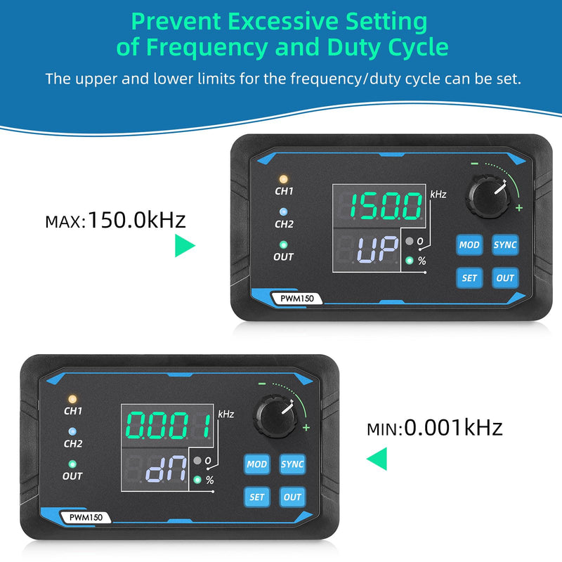 Koolertron Dual-Channel PWM Signal Generator, high-Precision servo Motor Driver, Square Wave Pulse Wave, Adjustable Frequency, Duty Cycle, Phase, etc., with Storage Function