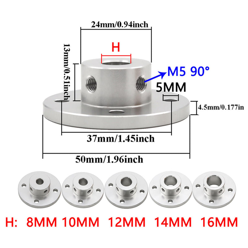 2Pcs 16mm Aluminium Alloy Flange Coupling Connector, Rigid Guide Model Coupler Accessory, Shaft Axis Fittings for DIY RC Model Motors 2
