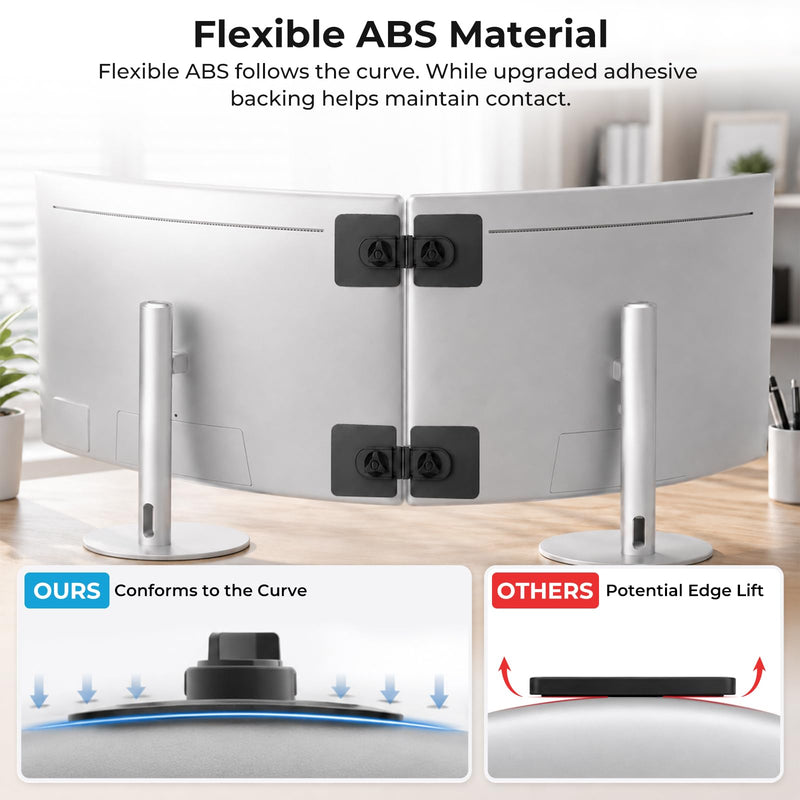 4-Pack Magnetic Monitor Connection Bracket Universal Monitor Alignment Clips with Position Sticker Angle Adjustable Magnetic Dual Monitor Connectors for Curved and Flat Screen with Strong Adhesive