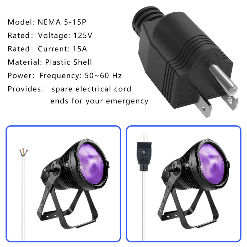 Replacement Plug 3 Prong,NEMA 5-15P Power Adapter Replacement Plug, Straight Blade Connector for Grounding Plug,Neutral Ground Bonding Plug,3-Pin 15A 125V Wire Plug,(4Pcs, Black) Male 4Pcs,Black
