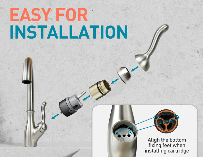 RP50587 Single Handle Compatible with Delta Repair Kit,Lavatory Kitchen Shower Faucet Valve Assembly,Works with DIAMOND Seal Technology Models Featuring a 36 mm Motion Cartridge, RP51503 Bonnet Nut RP50587，RP51503