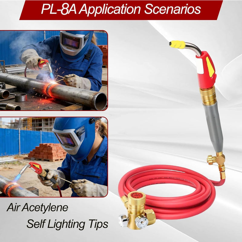0386-0819 PL-8A Self Lighting turbo Torch Tips for Welding/Brazing, 5/16" Air Acetylene Tip Swirl for Victor, Soft solder 1-1/2" Silver braze 1-2", Air Acetylene tip for Torch Kit ‎PL-8A