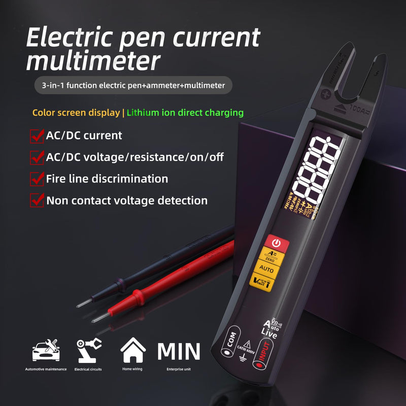 AC DC Clamp Meter Open Jaw Fork Digital Multimeter Rechargeable Auto Range Electrical Tester Voltage Tester Pen NCV Amp Ohm Volt U-Shape Tester