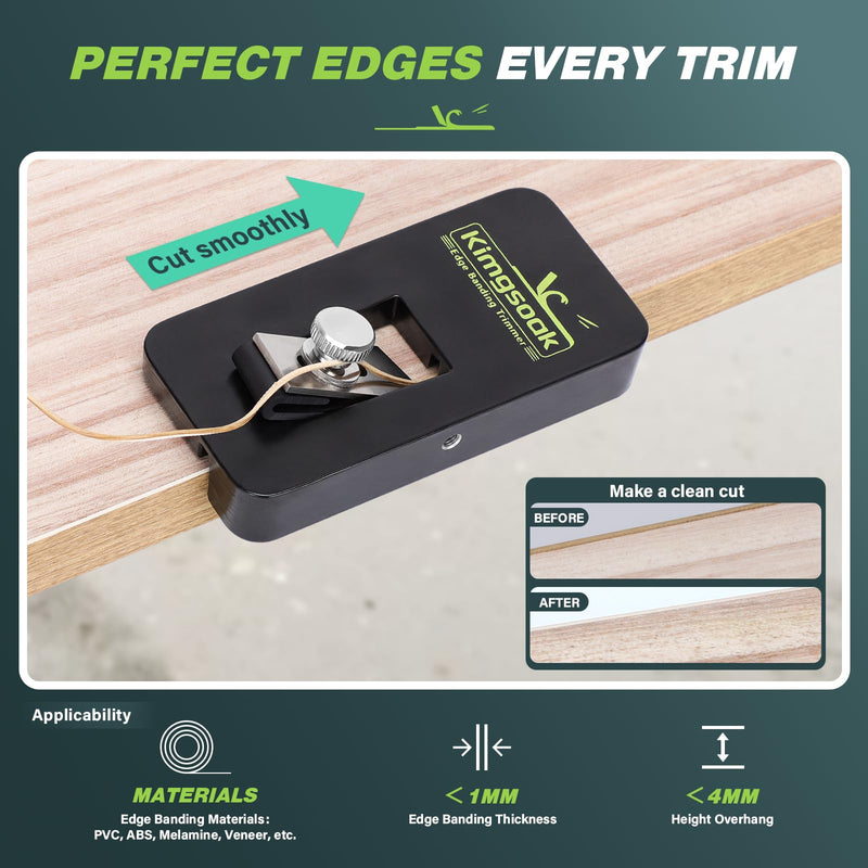 Edge Banding Trimmer, Veneer Edge Band Trimmer Tools, Edgebanding Cutter for Wood Black