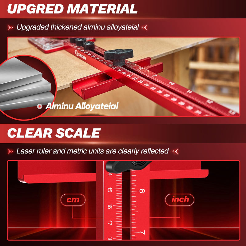 Saker New 4 in 1 Router Milling Groove Bracket|Cabinet Hardware Jig with Automatic Center Punch|Router Milling Groove Bracket Advantages|Router Guides for Woodworking basic version