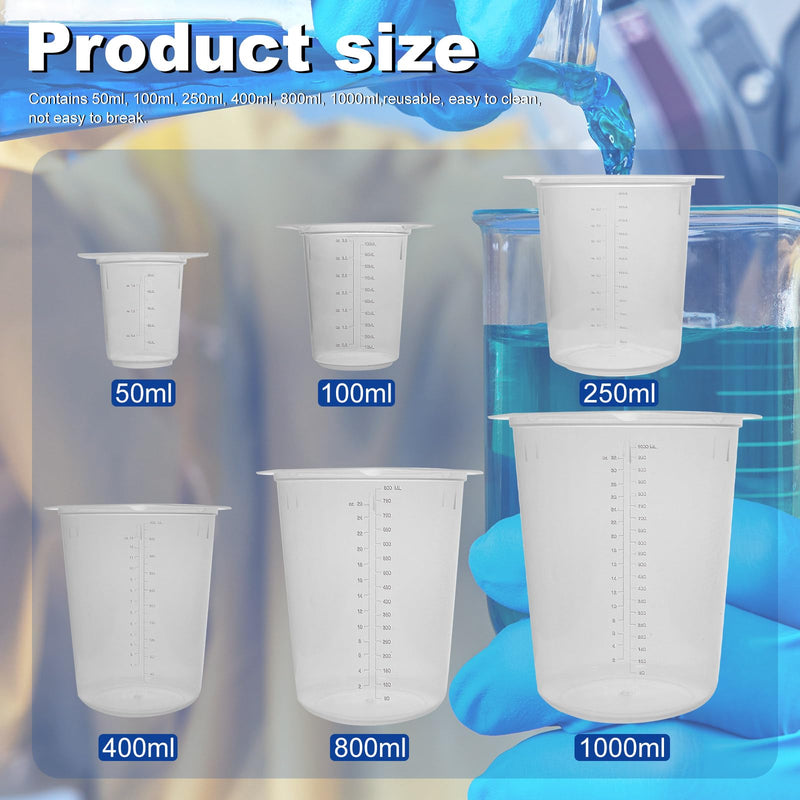25Pcs Plastic Beaker, 400ml Triangular Lab Measuring Cup, 13.52oz Clear Liquid Container with Scale Line, Triangular Beakers for Labotatory Scientific Experiment, Household Mixing 25