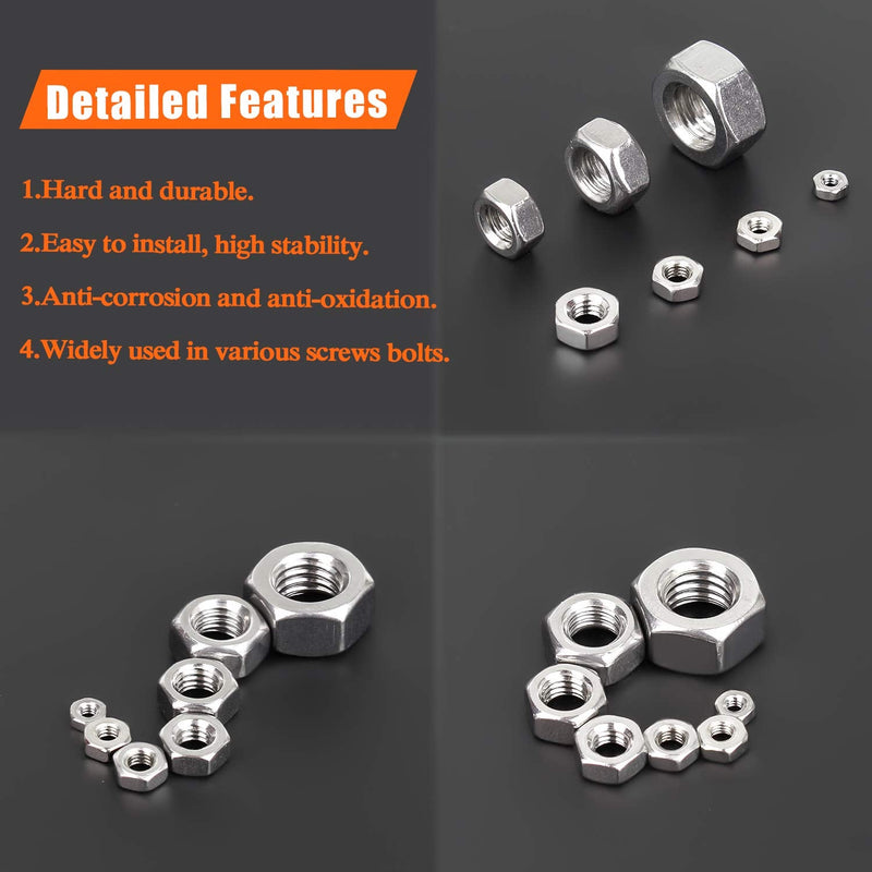 200 Pieces M2.5 Hex Nuts, Stainless Steel (304) 18-8 Nuts for Screws Bolts