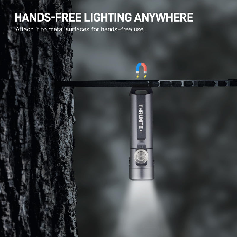 ThruNite Ti Keychain Flashlight, Bright 650 Lumens LED Portable Light, Compact USB-C Rechargeable Battery Mini Flash Light, Small EDC Pocket Torch Light for Camping, Everyday Carry, Grey (2PCS) Grey (2PCS)