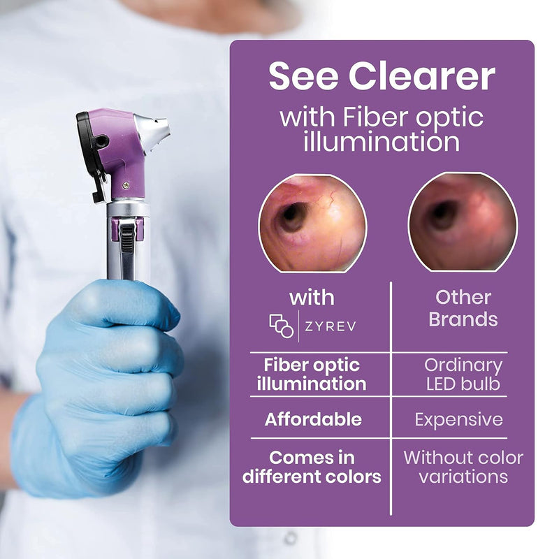 Mini Otoscope Ear Infection Diagnostic Device Ear Scope with Light Pocket Size Tool 10x Canula Multi Colors Purple