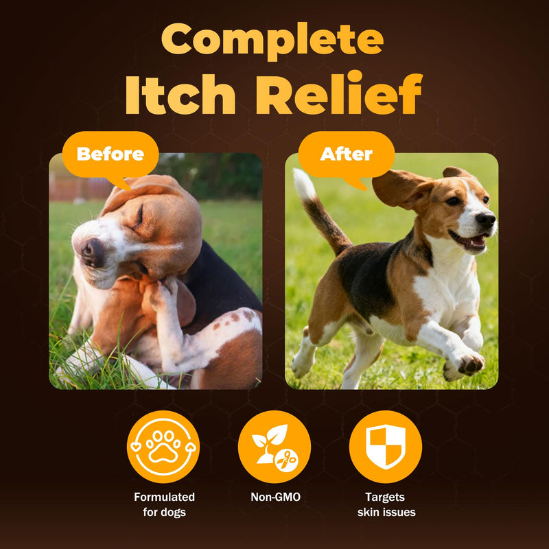 Manuka Honey for Dogs - Allergy Relief & Anti Itch Skin - Comfort and Coat Health - Manuka Honey, Krill Oil, Colostrum, Quercetin, Probiotics, Kelp Powder - 120 Soft Chews