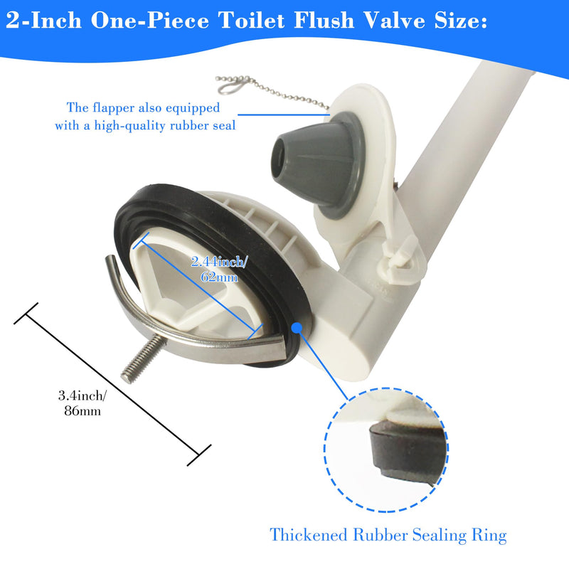 Toilet Flush Valve for One Piece Toilets with Flapper and Chain Toilet Flapper Valves Replacement Compatible with Glacier Bay, Duravit, 2-Inch