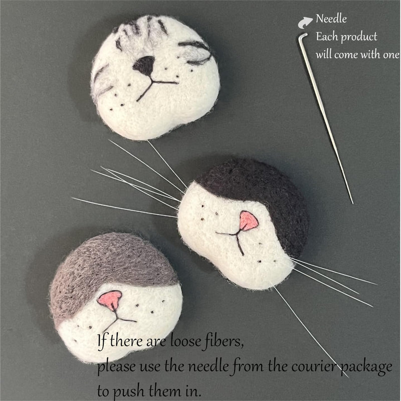 Cat Whiskers Collection,Cat Memorial Fridge Magnet,Handmade Wool Cat's Nose Shape Pet Beard Holder,Collector for cat Whiskers All Gray