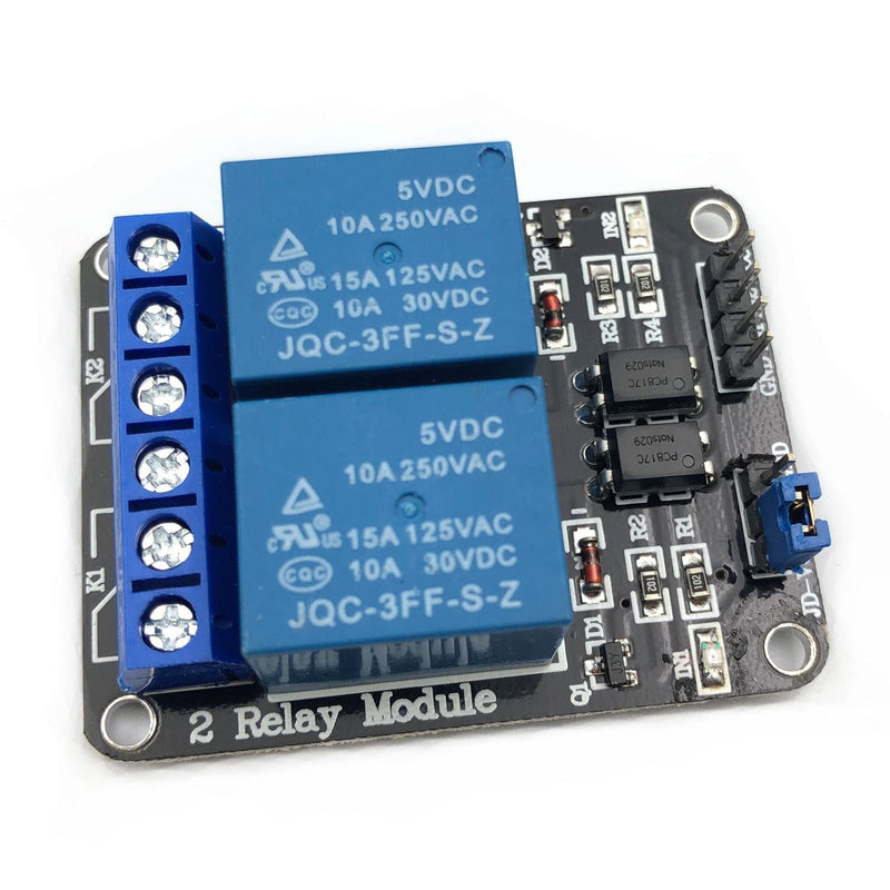 FainWan 2pcs 2 Channel Relay Module with Optocoupler 5V Active Low Level Amplifier Trigger JD-VCC Relay Power VCC Power
