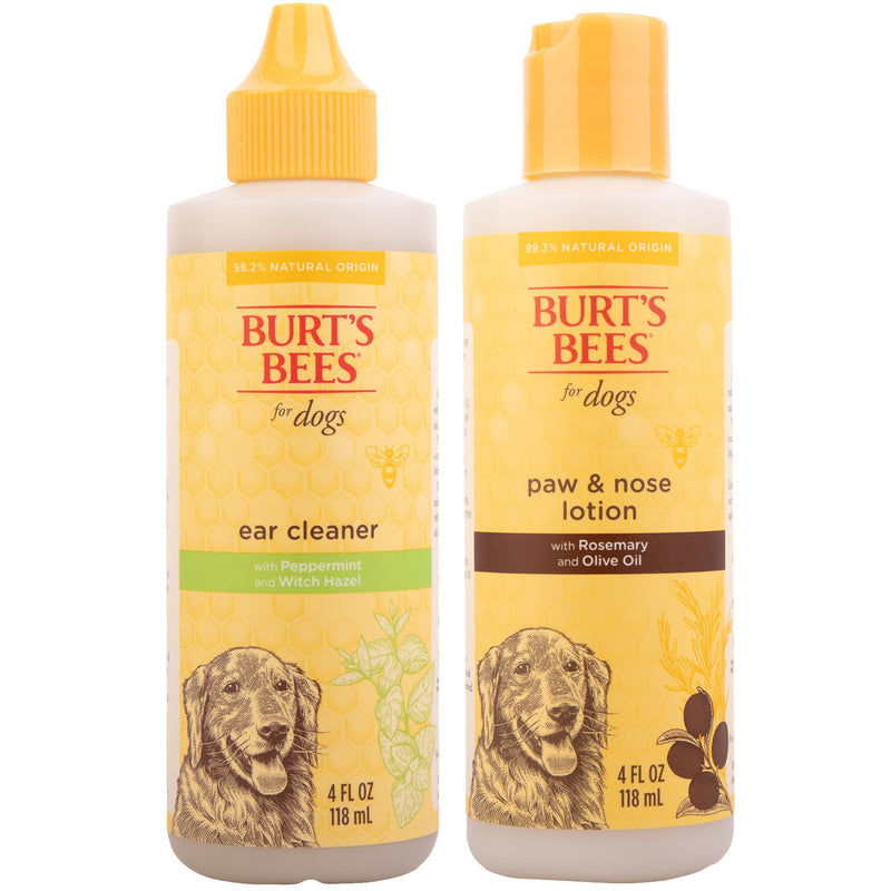 Burt's Bees for Pets Ear Cleaner and Paw & Nose Lotion for Dogs, 4 Fl Oz Each