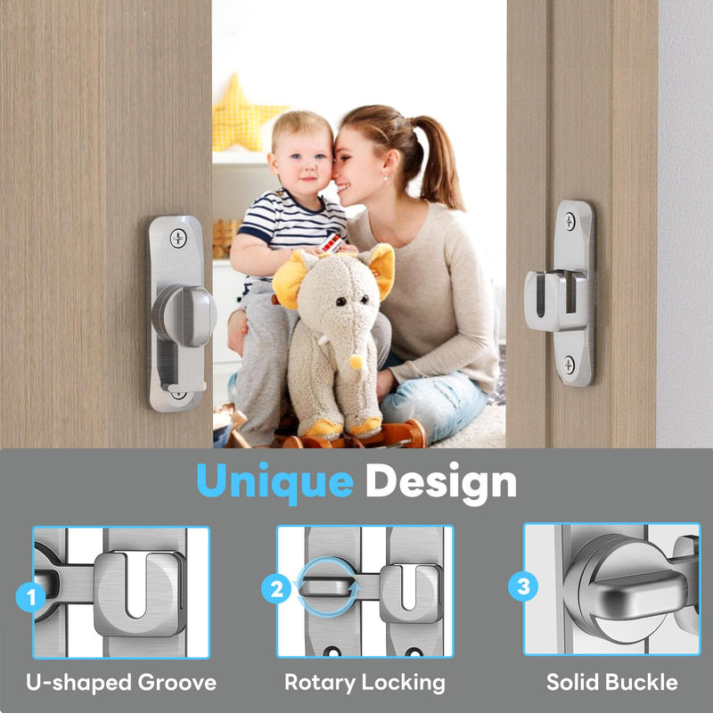 Barn Door Lock, 90/180 Degree Flip Door Locks, Protect Privacy Sliding Gate Latch for Garden, Bathroom, Fence, Outdoor, Shed (Silver-1 Pc) Silver-1 pc