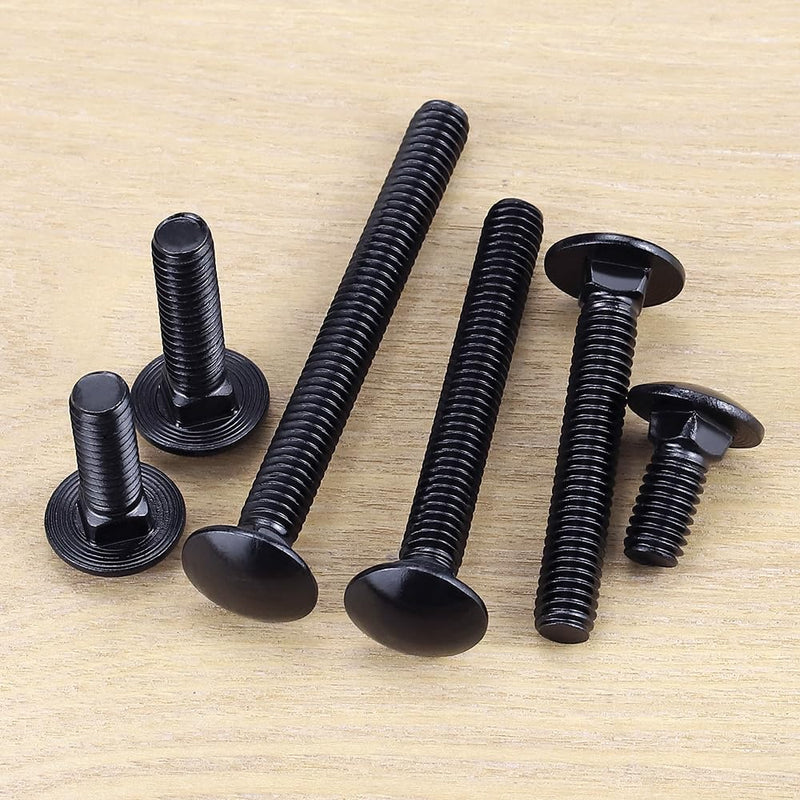 1/4-20 x 3/4" Black Steel Carriage Bolts, 304 Stainless Steel 18-8, Round Domed Head Square Neck Carriage Bolts Screws, Coarse Thread UNC, 25 PCS 1/4-20 x 3/4"