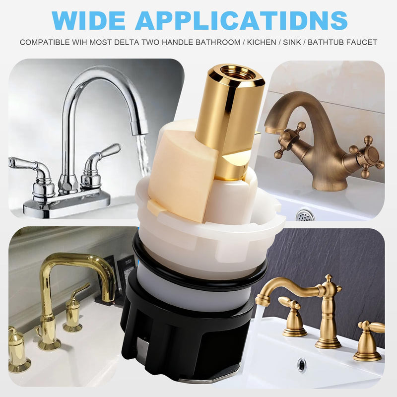 8 Pack RP25513 Faucet Stem Assembly, Compatible With Delta Two Handle Faucet and RP24096 Faucet Cartridge, for Bathroom/Kitchen/Sink Faucet Repair kit, with RP4993 Seat and Spring 8