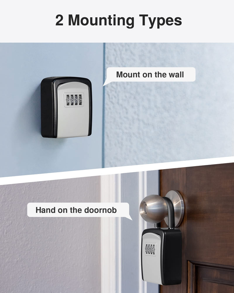 Puroma Key Lock Box, 4-Digit Combination Key Storage Lockbox, Portable Wall Mounted Security Lockbox with Code for Home, Flats, Realtors Garage Spare Keys (1 Pack, Grey) 1