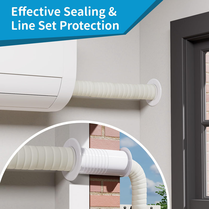 Air Jade Mini Split Cover Wall Sleeve for Air Conditioner Line Set Cover, AC Sleeve Through the Wall for Line Sets, Seal & Decorate the Wall Hole Outside Inside