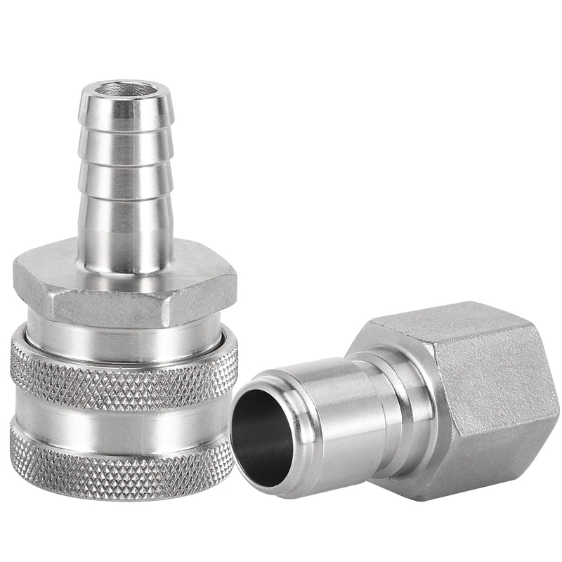 Beer Quick Disconnect Set Brewing Connector Kits, Stainless Steel 1/2 NPT Male Quick Disconnect 1/2” Female Quick Disconnect Fittings for Wort Pumps & Chiller with Sealing O-Ring (2 Pairs) 2 Pairs