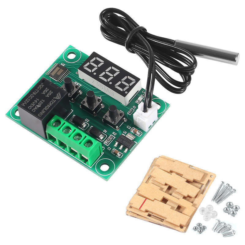 W1209 DC 12V Digital Temperature Controller Board Blue Digital Display Thermostat -50-110°C Electronic Temperature Temp Control Module Switch with Waterproof Case (1-Pack) 1pc Blue