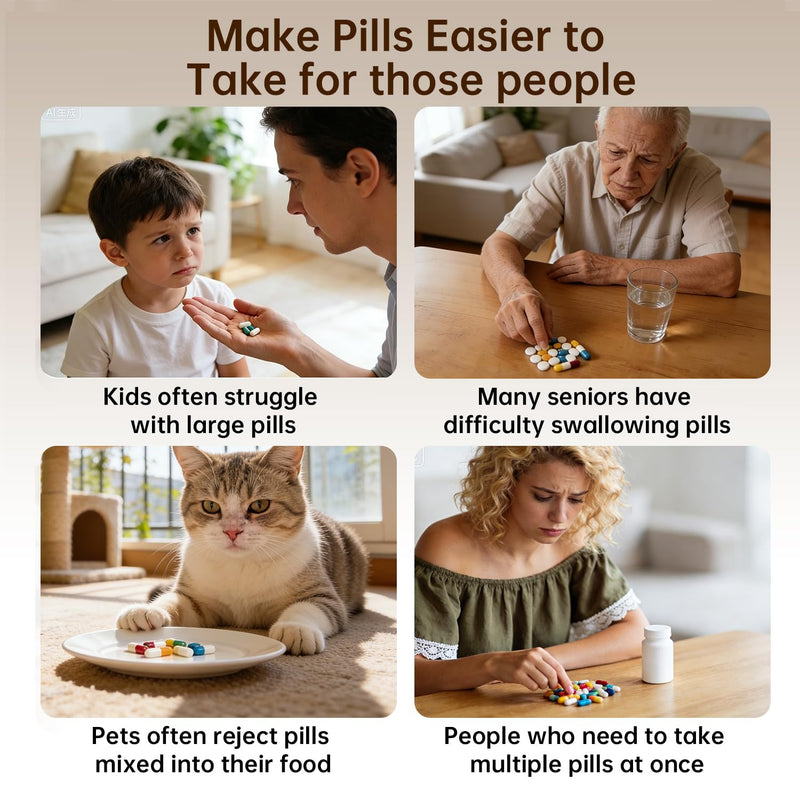 LCJ Portable Pill Crusher Pill Grinder Fine Powder for Elderly Pill Smasher Crushes Multiple Pills Small and Large Medication and Vitamin Tablets for Feeding Tube Kids Pets
