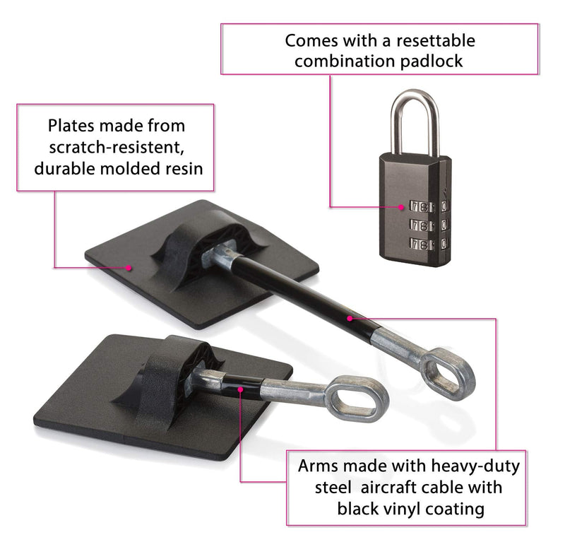 Refrigerator Lock (Black with Black Combination Padlock) 1-Pack, Black with Black Combination Padlock