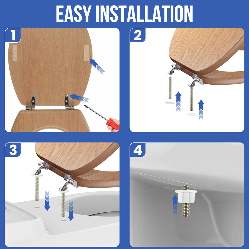 Toilet Seat Hinges | Zinc Alloy Toilet Seat Hinges Replacement Parts with Bolts Nuts & Bumpers | for Bathroom Hotel Public Use | Easy Installation Fittings 1 Set Hinges and Self-Adhesive Bumpers